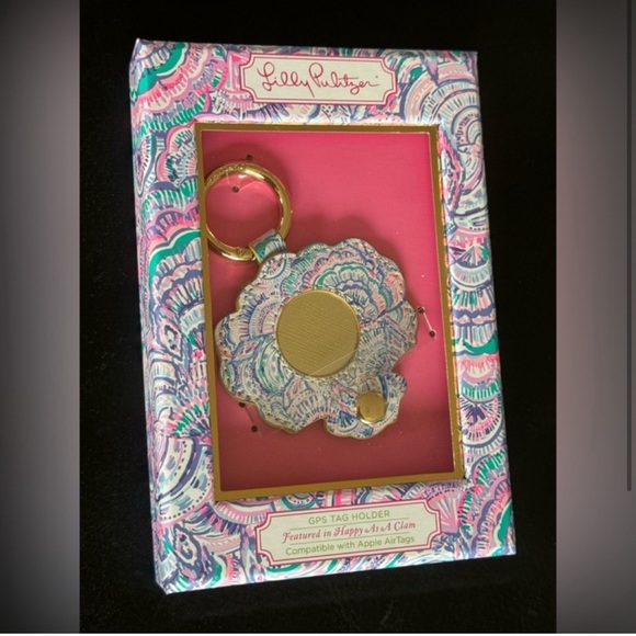 Lilly Pulitzer Other - Apple AirTag gps air tag holder happy as a clam NEW key chain Lilly Pulitzer